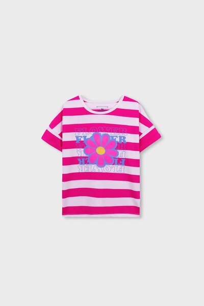Pink Playful Striped Graphic Tee