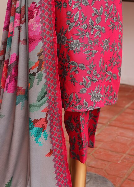 Hz Textiles Unstitched Printed Viscose Twill 3 Piece Suit HZ26UVT VT-5038 - Winter Collection
