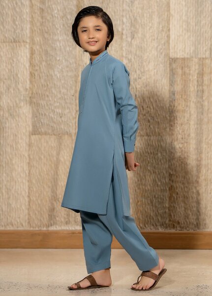 Buraq Boys RTW Solids Wash N Wear Kurta Shalwar Suit Rohaan Casual Collection