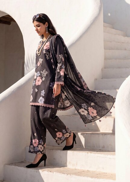 Coco by Al Zohaib Unstitched Printed Cambric 3 Piece Suit AZ26UCC D-09 - Casual Collection