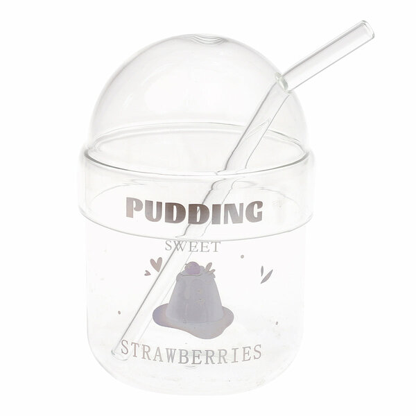 Soda Glass – Transparent with Dome Lid & Straw