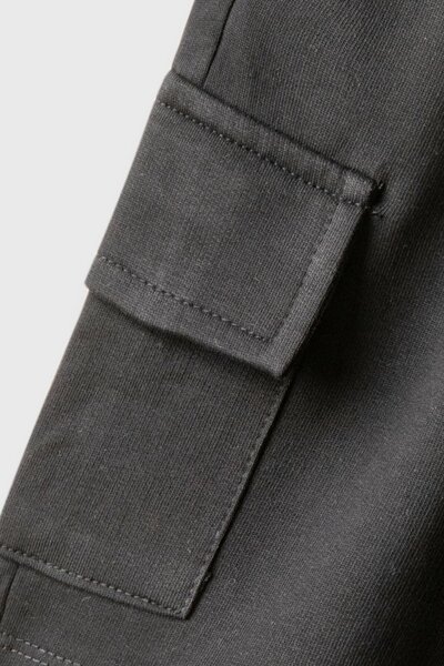 Boys Black Cargo Terry Shorts