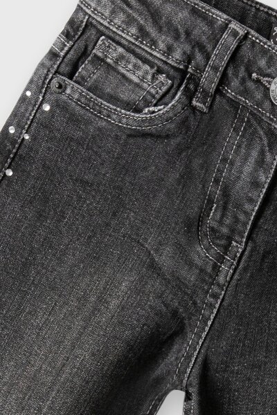 Girls Black Denim Boot-Cut Jeans