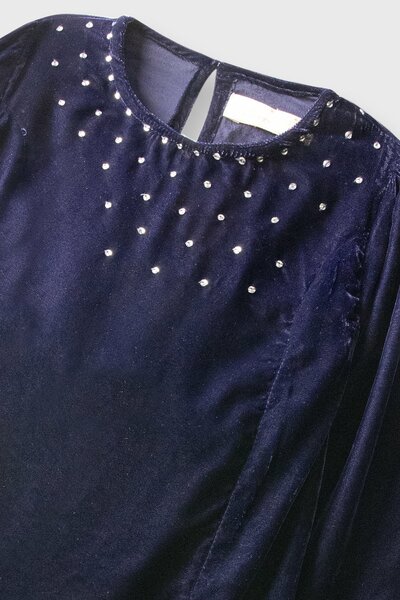 Navy Star Princess Velvet Dress