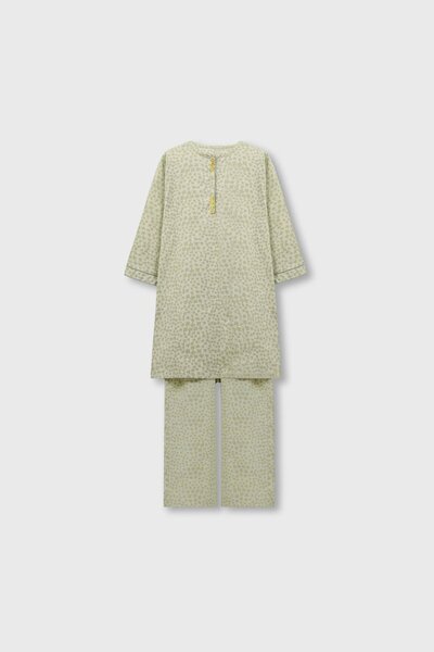 Soft Green Printed Cotton Kurta Set - 2pc
