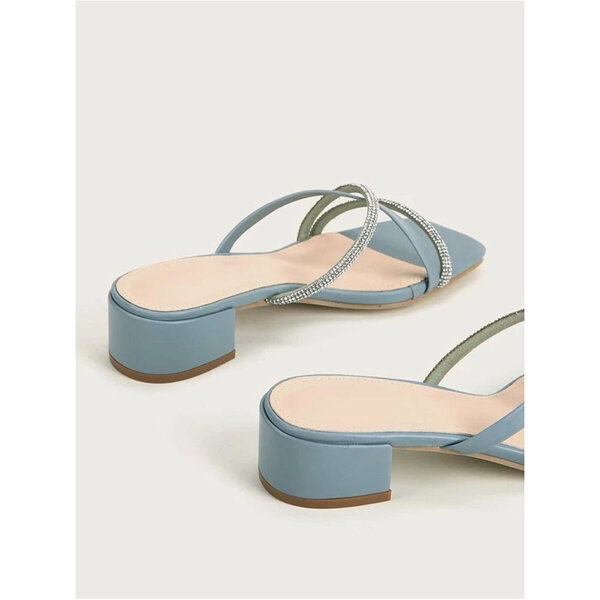 Shein - Rhinestone Detail Mule Sandals