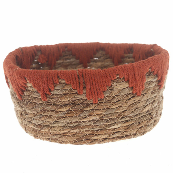 Storage Basket – Small Rust Handwoven Natural Fiber Basket (10 x 4.5 Inch)