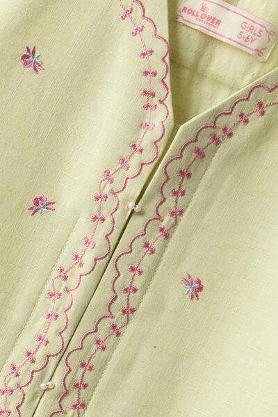 Green Vine Embroidered Cotton Top