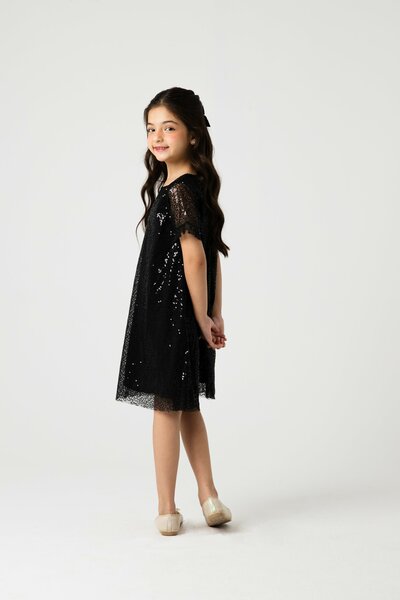 Black Sequin A-Line Dress