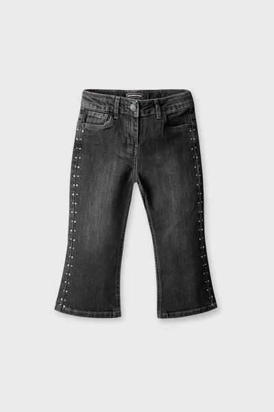 Girls Black Denim Boot-Cut Jeans