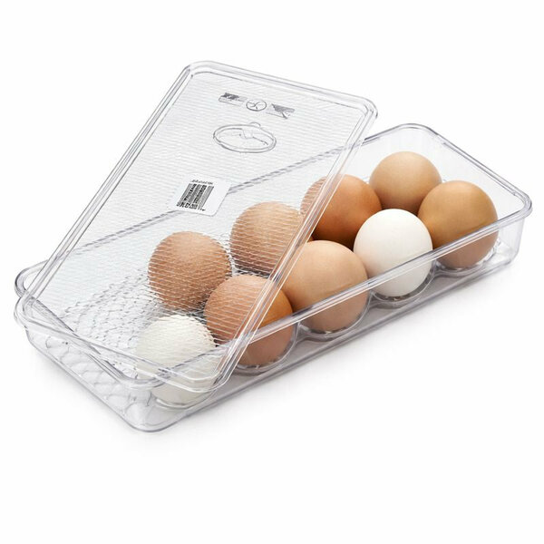 Plastic 10-Piece Egg Storage Box with Transparent Cover