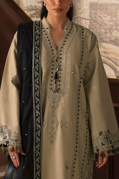 3 Piece Embroidered Kantha Stripe Suit