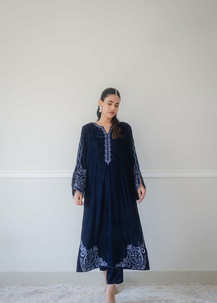 Atelier Velours by Rashid Textiles RTW Embroidered Velvet 3 Piece Suit RT26RAV Midnight - Festive Collection