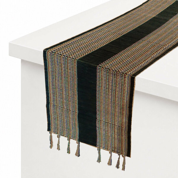 Black Multi Bamboo Table Runner – 13 x 45 Inches