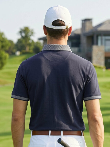 Navy Blue Jacquard  Polo T-Shirt (POLO-1247)
