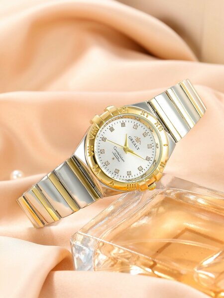Shein - Water Resistant Round Pointer Quartz Watch
