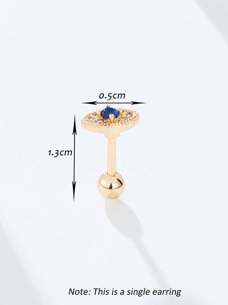 Shein - 1pc Cubic Zirconia Decor Stud Earring