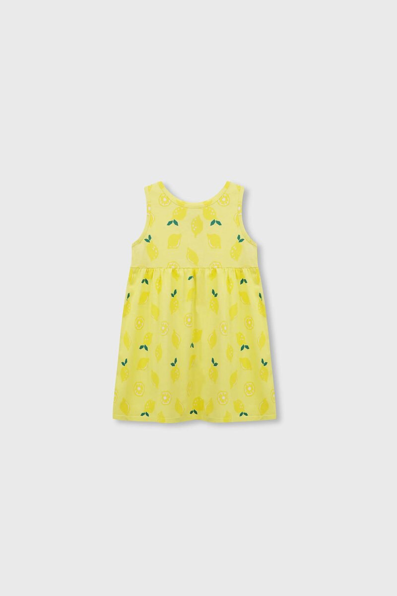 Citrus Lemon Printed Jersey Frock