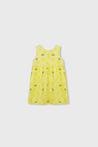 Citrus Lemon Printed Jersey Frock