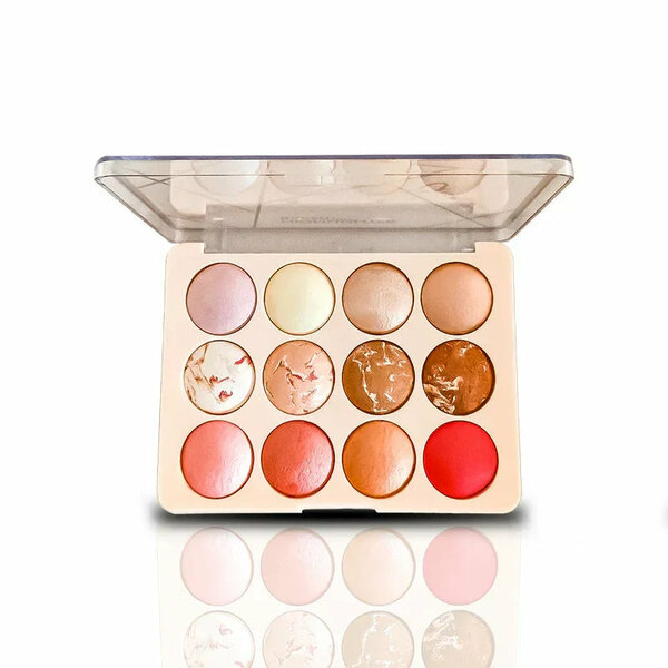 Glamorous Face - 12 Color Highlighter & Blush On Palette