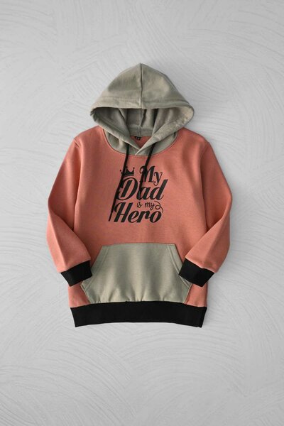 Kid's My Dad Is My Hero Printed Pullover Hoodie