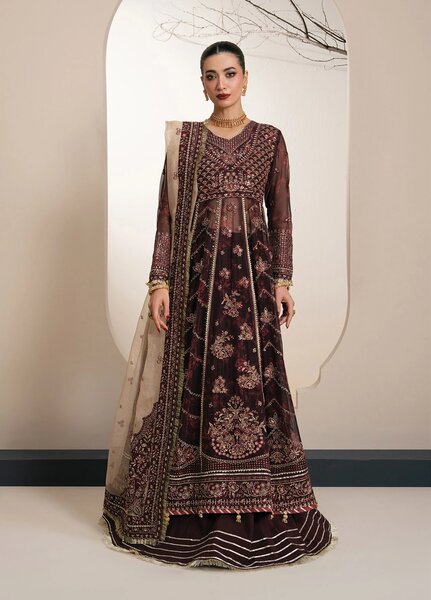 Kalani by Xenia Formals Unstitched Embroidered Chiffon 3 Piece Suit XE26UKW 04-OLYRA - Wedding Collection
