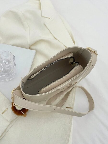 Shein - Large Capacity Women Shoulder Bag Bucket Bag Crossbody Bag With Elf Pendant Casual Bag