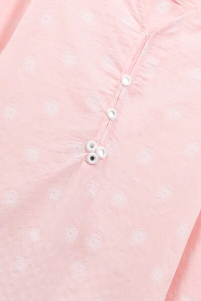 Girls Pink Cotton Kurta Set