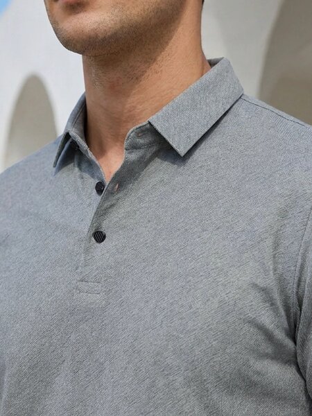 Light Green Textured Nylon Spandex Polo (POLO-1363)
