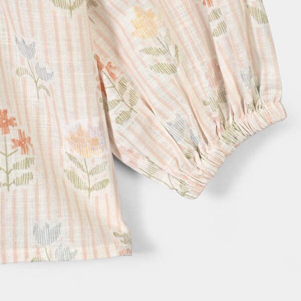 Girls Cotton Co-Ord Set Stripes- Off White