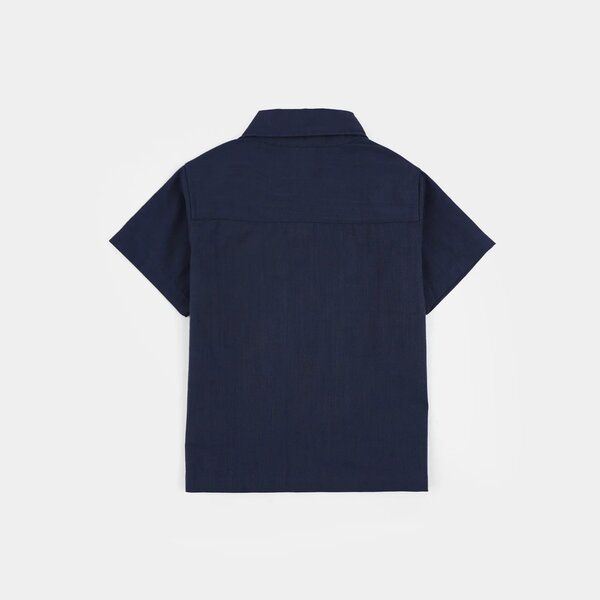 Infant Boys Cotton Slub Casual Shirt- Blue