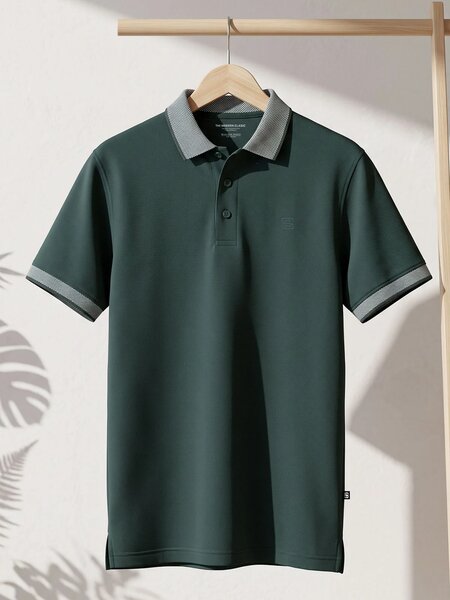 Dark Green Jacquard  Polo T-Shirt (POLO-1249)