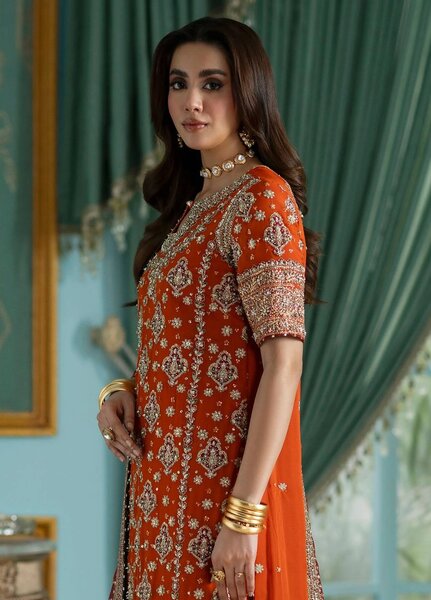 Afsana by Zevk Unstitched Embroidered Chiffon 3 Piece Suit ZV26UAW Jugnu - Wedding Collection