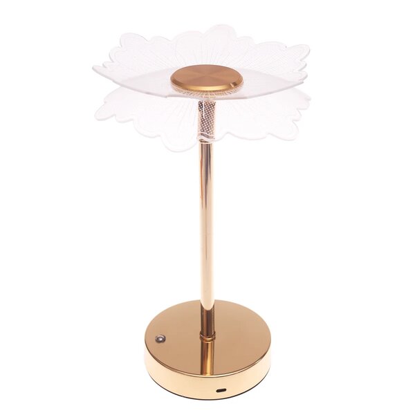Console Piece Small Gold Decorative Accent Lamp – Floral Modern Table Décor, 14 Inch Height
