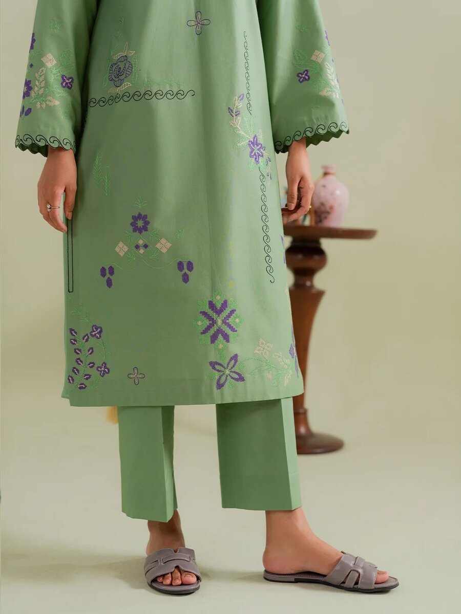 Pistachio-3Pc Embroidered Set