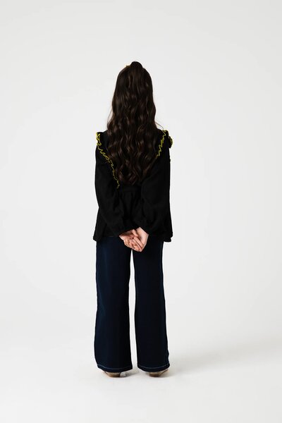 Midnight Black Smocked Dobby Top