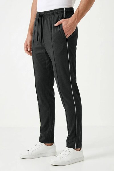 Men's Contrast Piping Pleated Trousers