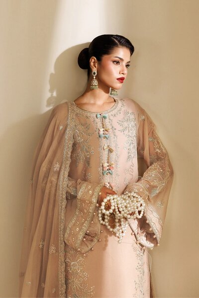Sireine by Alizeh Fashion Unstitched Embroidered Chiffon 3 Piece Suit AF26UCS AF-CH-2288-DUNE - Festive Collection