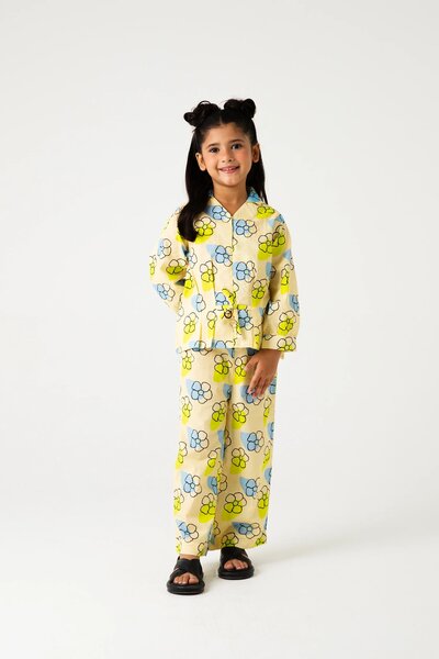 Bright Bloom Button Cotton Co-ord