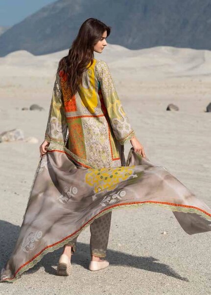 Combination by Charizma Unstitched Embroidered Linen 3 Piece Suit CHR26ULC CCW7-19 - Casual Collection