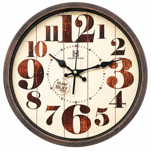 Oxford 14" Modern Wall Clock – Black Dial with Bold Yellow & White Numbers, Decorative Plastic Frame