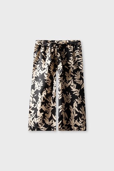 Leafscape Black Cotton Culottes