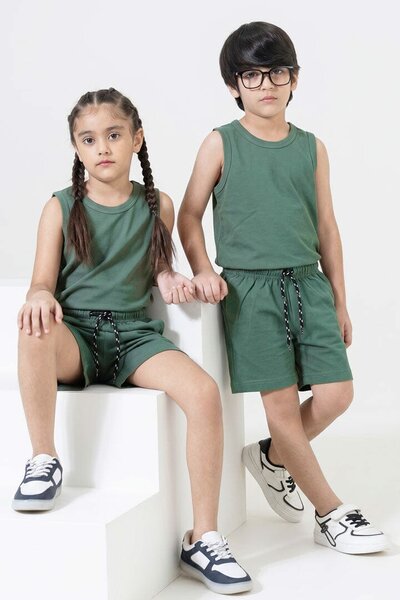 Tiny Teens Kid's Double-Stitch Sleeveless Twin Set