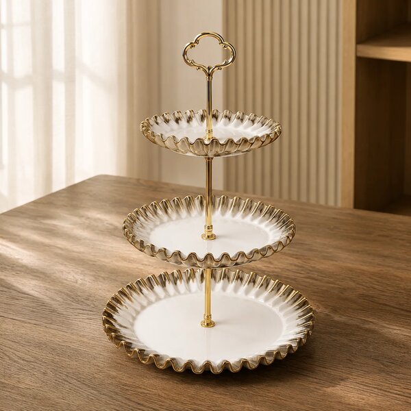 Frilled 3 Tier Stand – Dessert & Snack Server