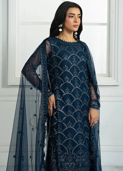 Inara by Zarif Embroidered Net Suits Unstitched 3 Piece ZR25UF ZRI-02 Melisa - Formals Collection