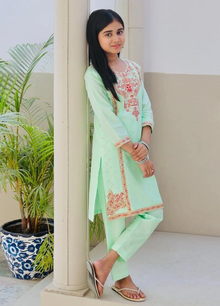 Khanak Girls RTW Embroidered Cotton 2 Piece Suit KST-128 - Casual Collection