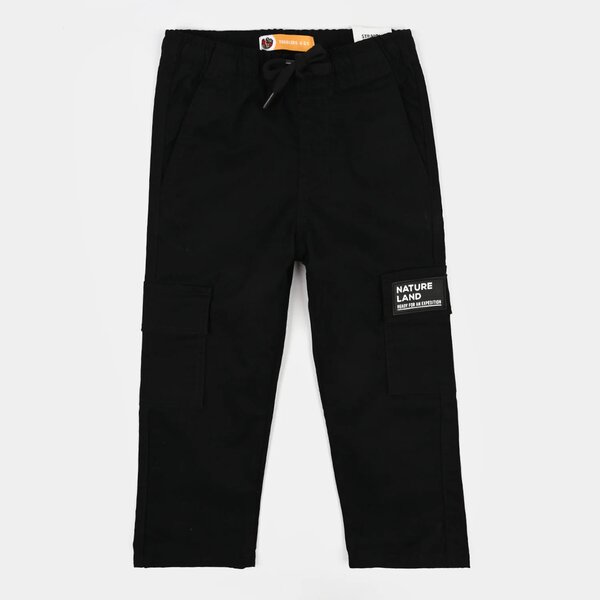 Boys Cotton Twill Pant Nature Land-Black