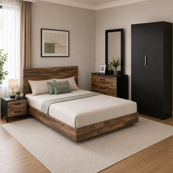 Flamingo - Bed, Dresser & 2 Door Wardrobe