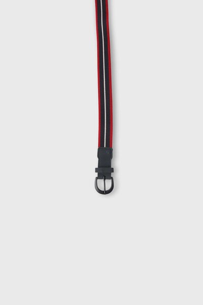 Boys Navy Striped Woven Belt