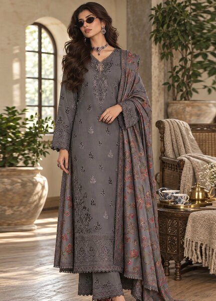 Noor by Saadia Asad Unstitched Embroidered Linen 3 Piece Suit SA26UNL D4 A - Winter Collection